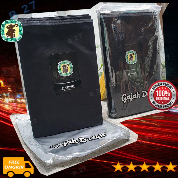 Gajah Duduk G24-11 Sarung Tenun Dewasa Hitam Original Polos