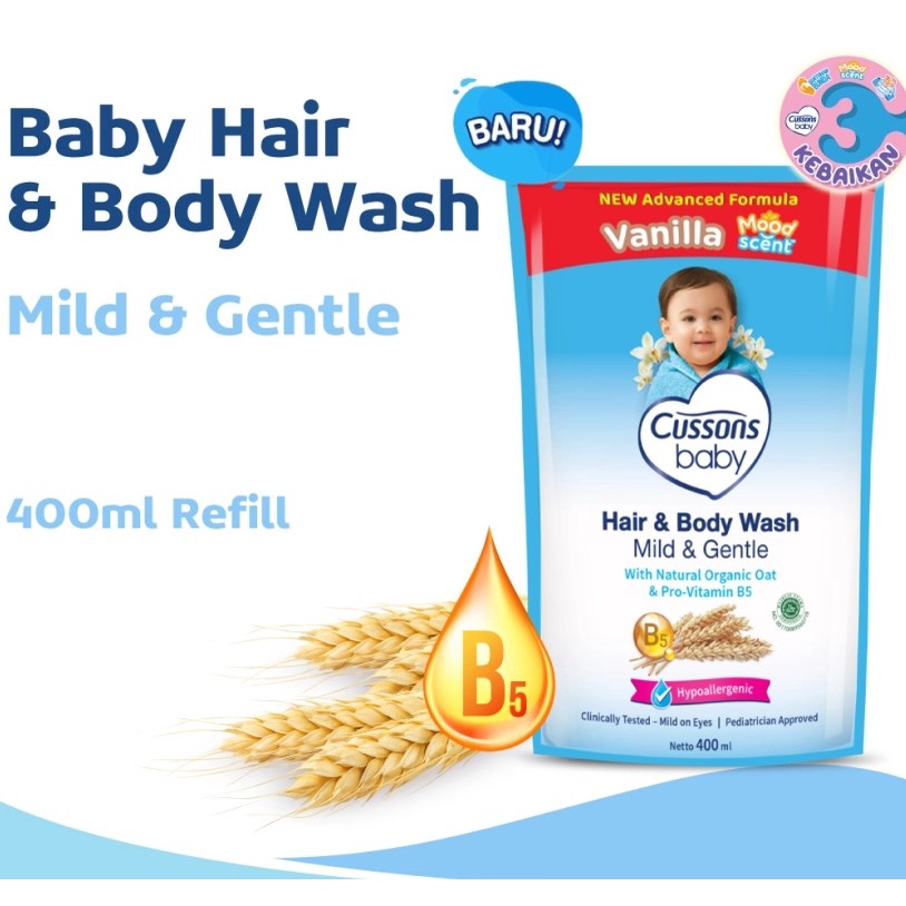 CUSSONS BABY Hair &amp; Body / Mild Bath Sabun Mandi Sampo 400ml 400ml / 100ml 100ml - Happy Fresh Free Lunch Box