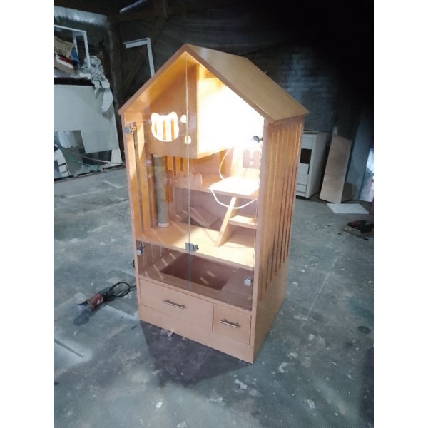 kandang kucing duco/ kandang kucing kayu /cat aquarium/ kandang kucing custom