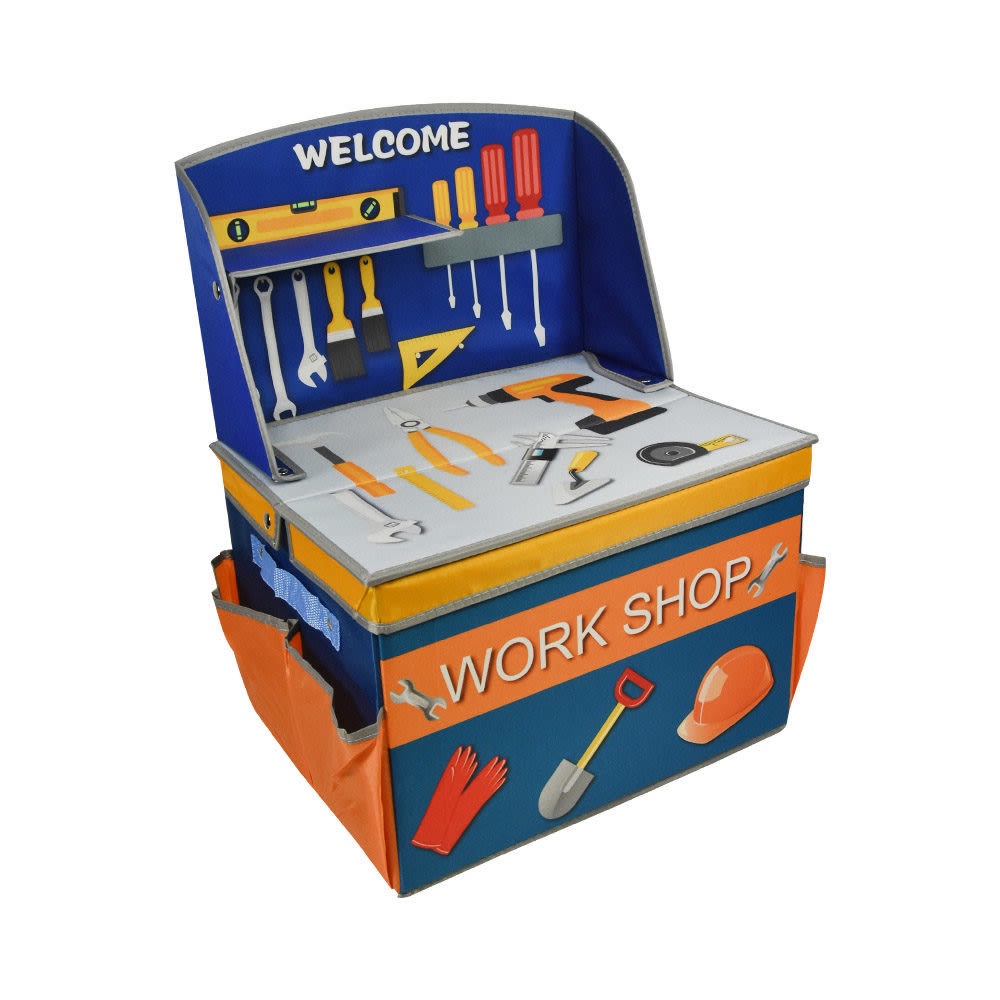 Kotak Penyimpanan Ottoman Kids Work Shop - Biru Navy Krishome