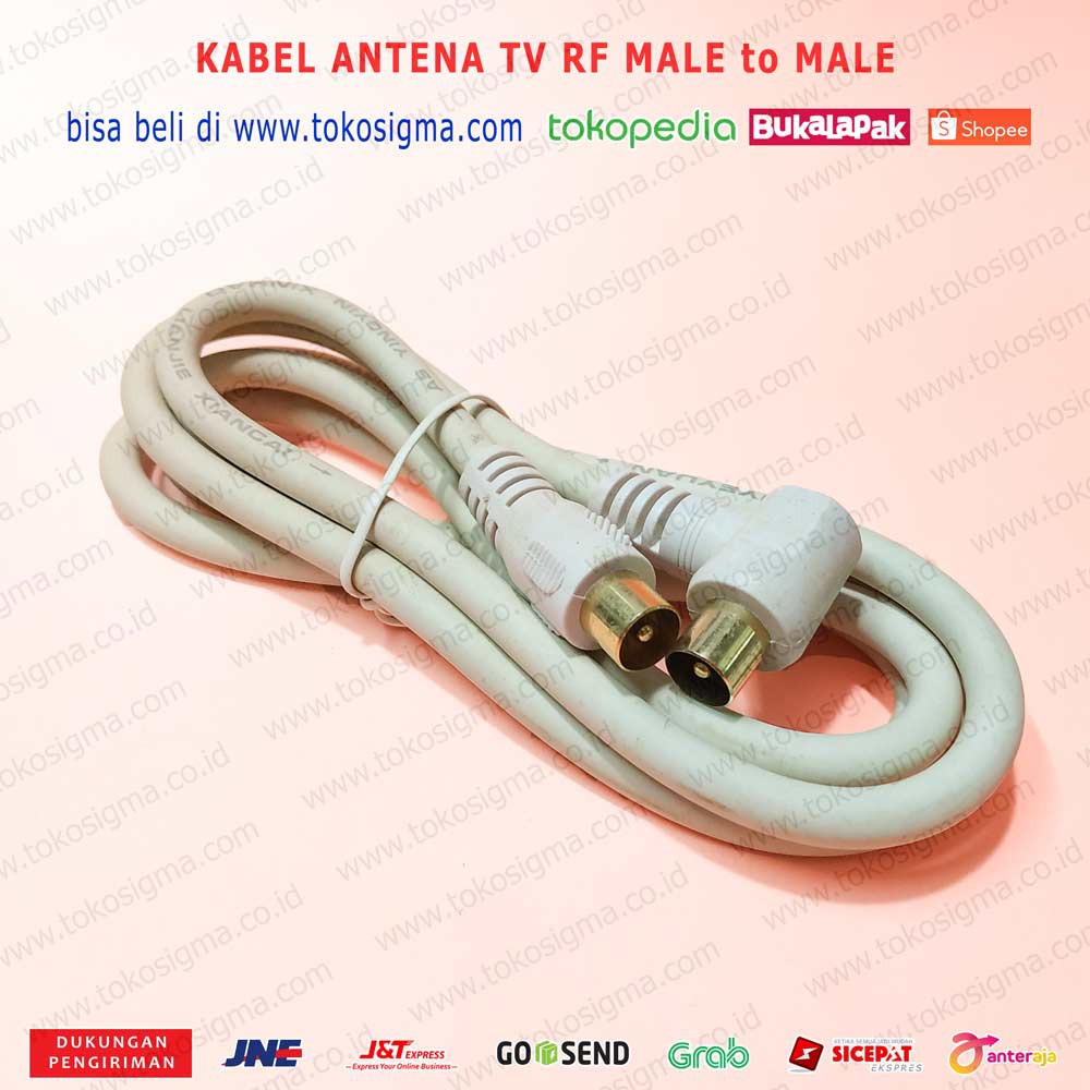 KABEL ANTENA TV RF MALE to MALE COAXIAL SIKU L PUTIH 1.5M