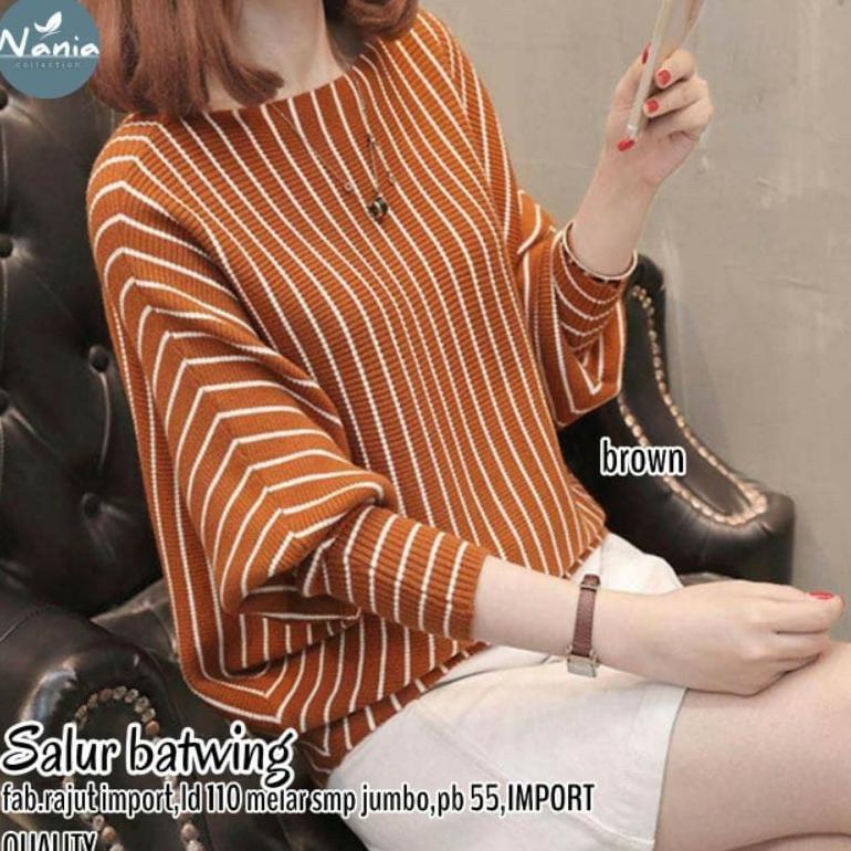 - Lasperal Salur Rajut Batwing Premium Jumbo Ld 120 / Atasan Rajut Wanita / Baju Rajut Wanita Kekini