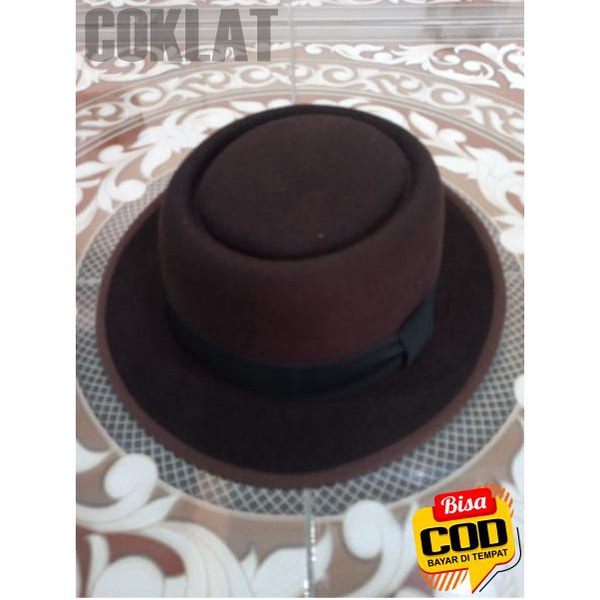 fedora pie hat topi bulat pork pie topi glen fredly harga grosir (BISA COD)