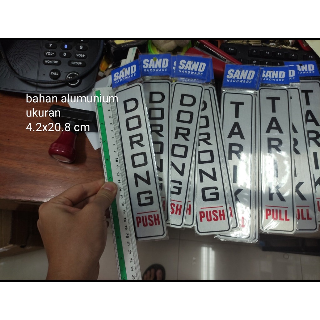 

label tarik dorong alumunium satuan 4.2 x 20.8 cm