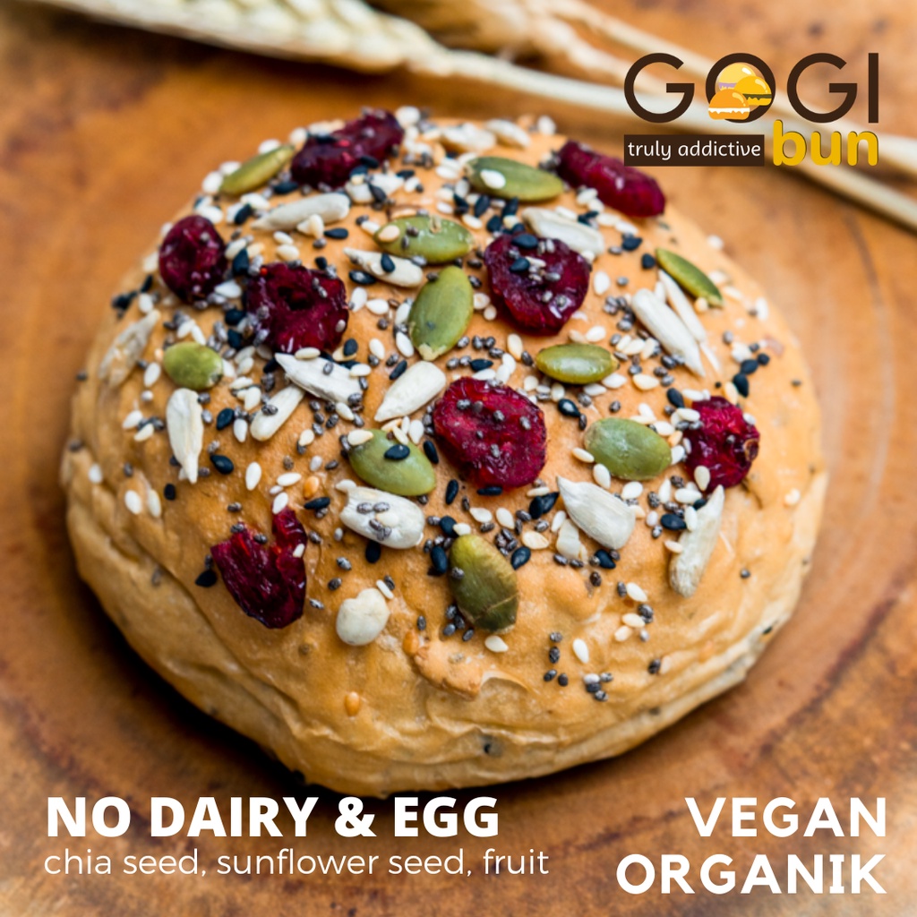 

Bun VEGAN ORGANIK / ORGANIC Seed Bun / Roti Vegan Organic Vegan Bread isi 6 Pcs