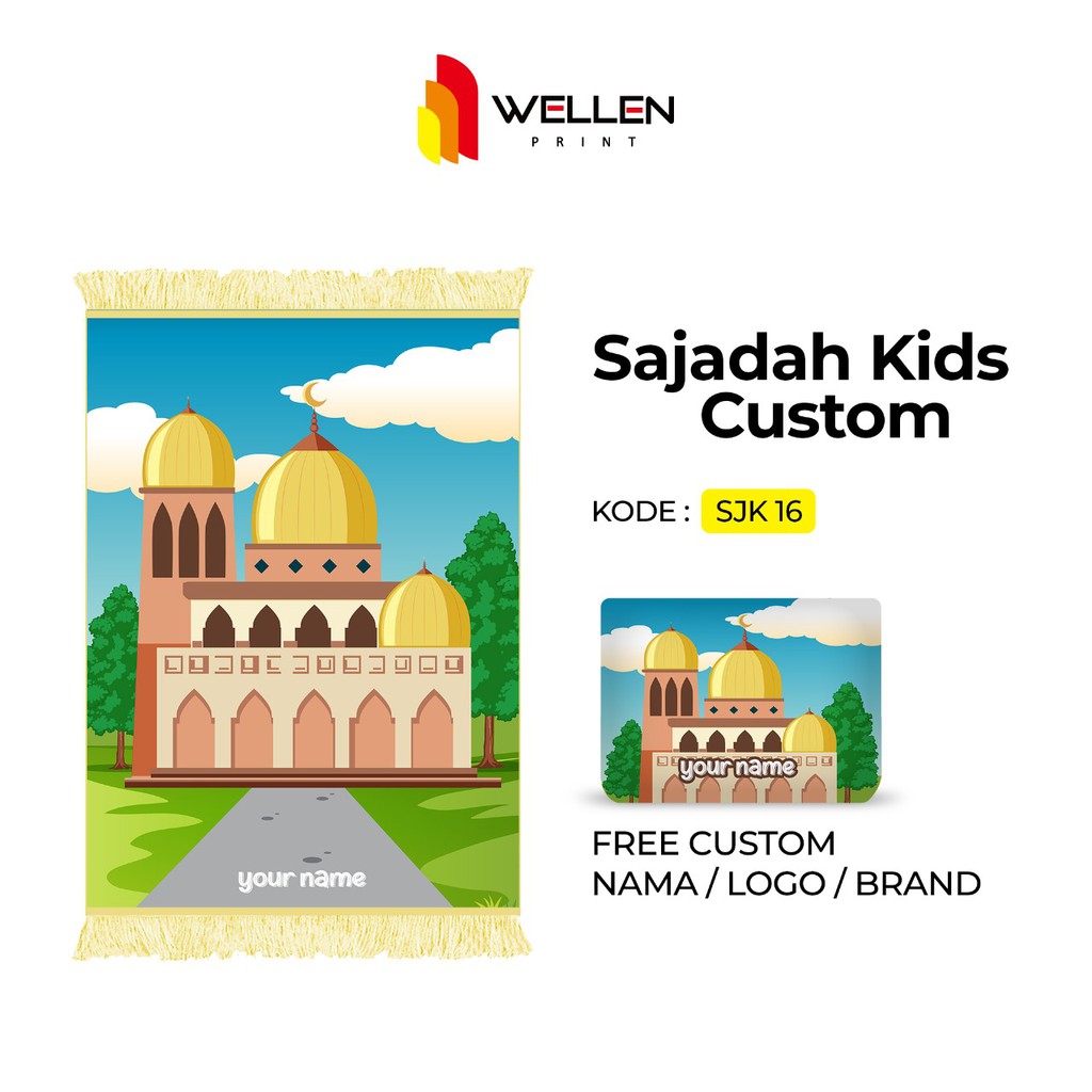 WELLEN PRINT - Sajadah custom print nama / cetak sajadah dan pouch ukuran kecil untuk anak-SJK 16