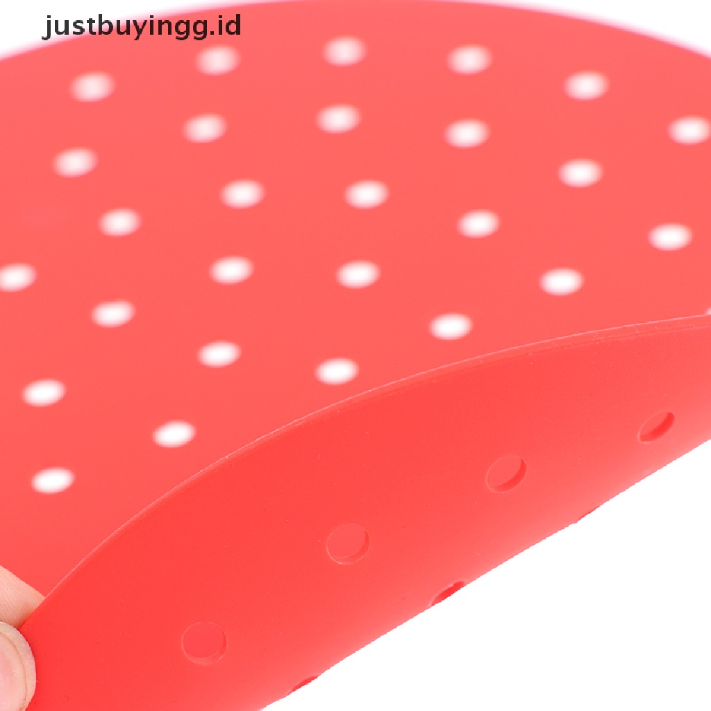 (Justbuyingg.Id) Matras Air Fryer Bahan Silikon Bentuk Bulat Anti Slip / Lengket Reusable