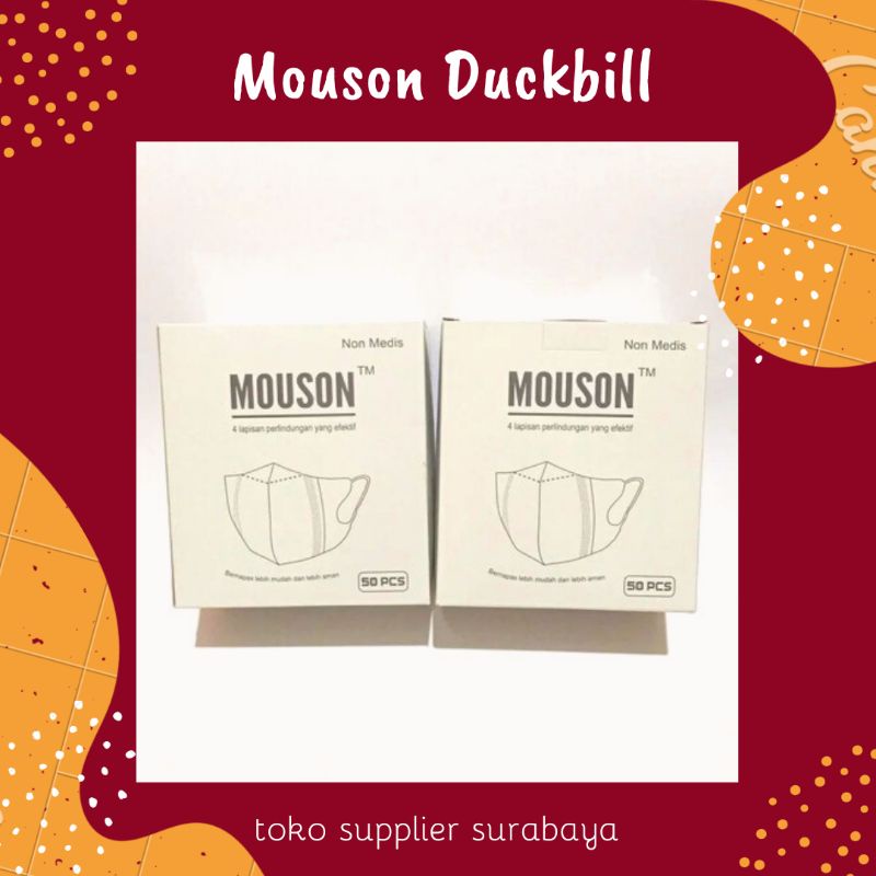 Mouson Duckbill Earloop isi 50 pcs 4 ply / Duckbill Mouson / Masker Duckbill Earloop / Duckbill Mous