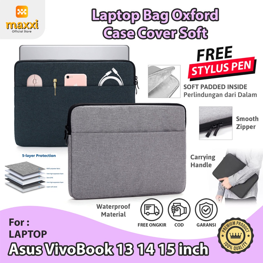 Asus VivoBook 13 14 15 inch Tas Laptop Sleeve Case Cover Soft HandBag Casing Sarung Pelindung Anti A