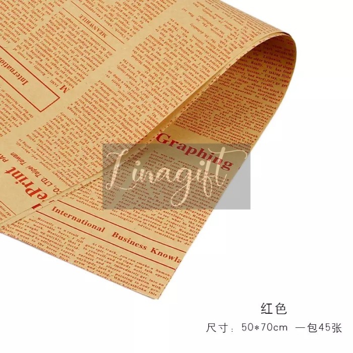 

jual KERTAS KADO/ GIFT FLOWER WRAPPING VINTAGE/ KORAN/ LOVE/ CLASSIC - Merah