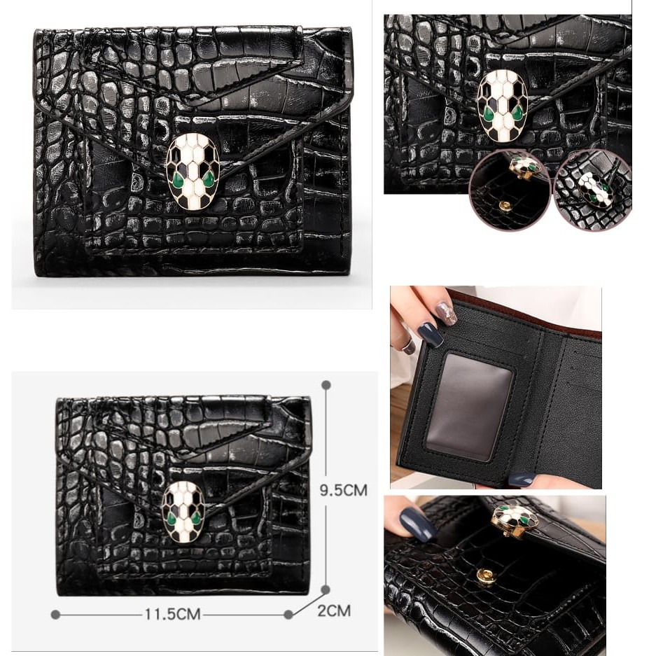 DOMPET LIPAT WANITA KECIL KULIT CROCO IMPORT MURAH HAVANA MINI SLOT KARTU PENDEK KOREA PREMIUM BATAM