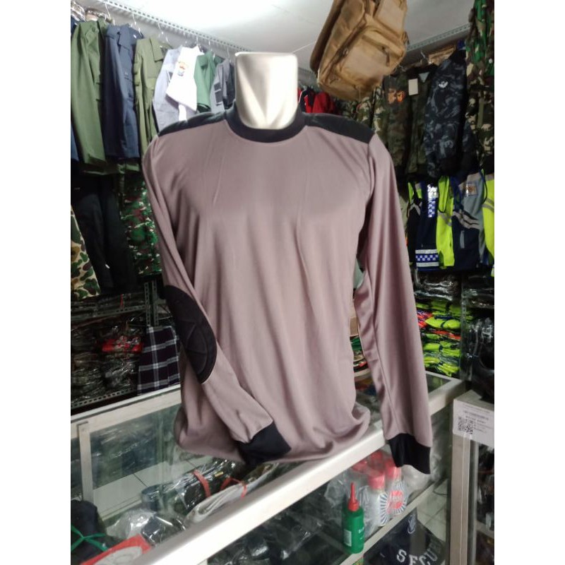 KAOS  LENGAN PANJANG BUSA POLOS COKLAT  POLISI