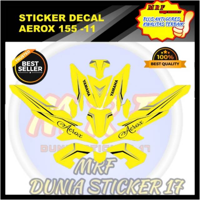 dekal aerox 155 stiker decal aerox 155 decal stiker aerox 155  stiker motor aerox 155  kuning