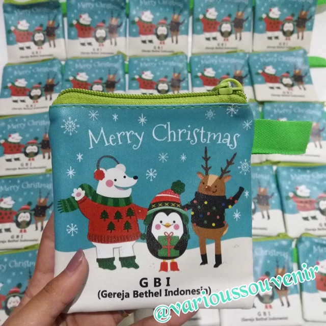 Souvenir Natal Pouch Custom + Nama Murah Lucu Sinter Claus Yesus Minim 25pcs per gambar