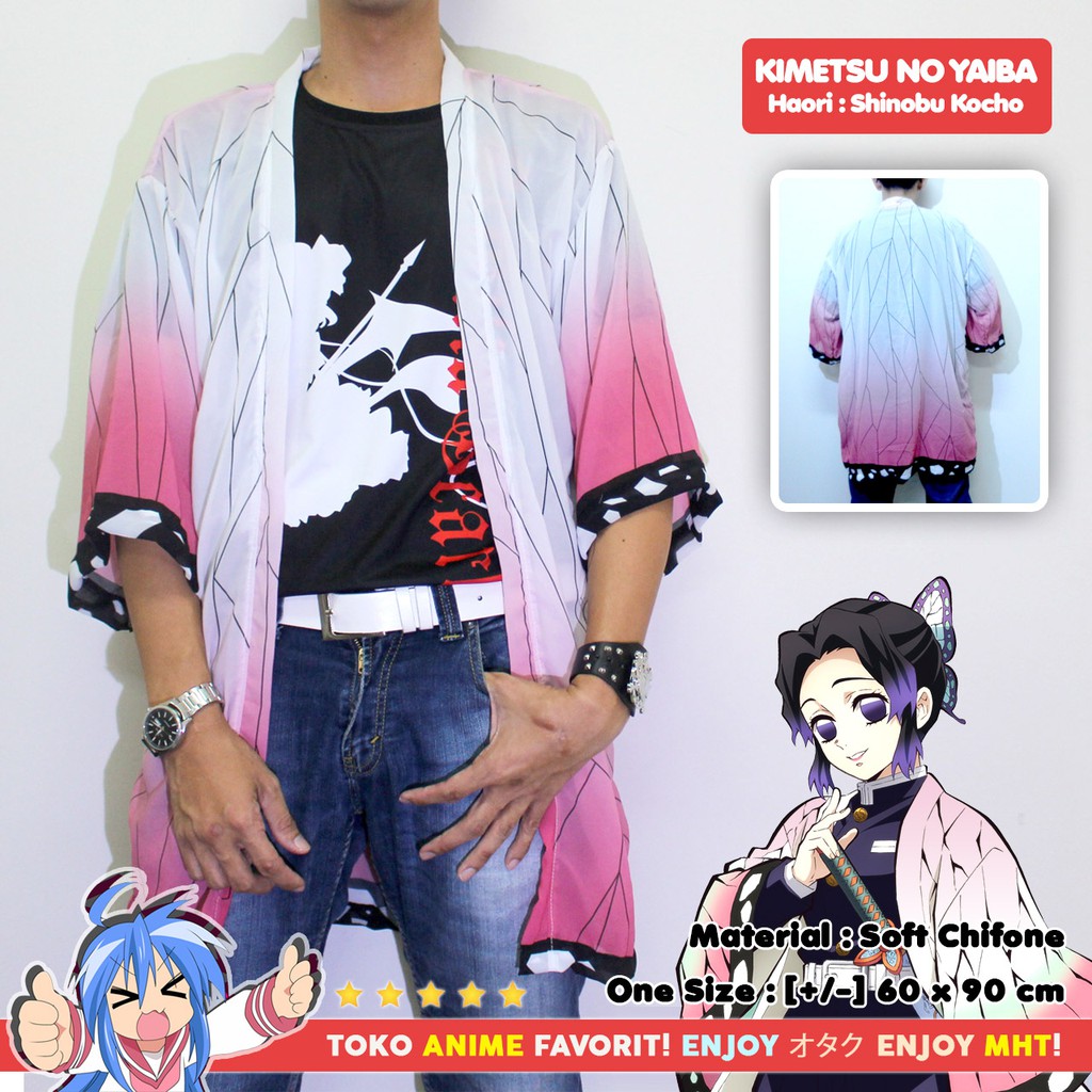 Haori Anime - Loose Kimono Kimetsu no Yaiba - Shinobu Kocho Style