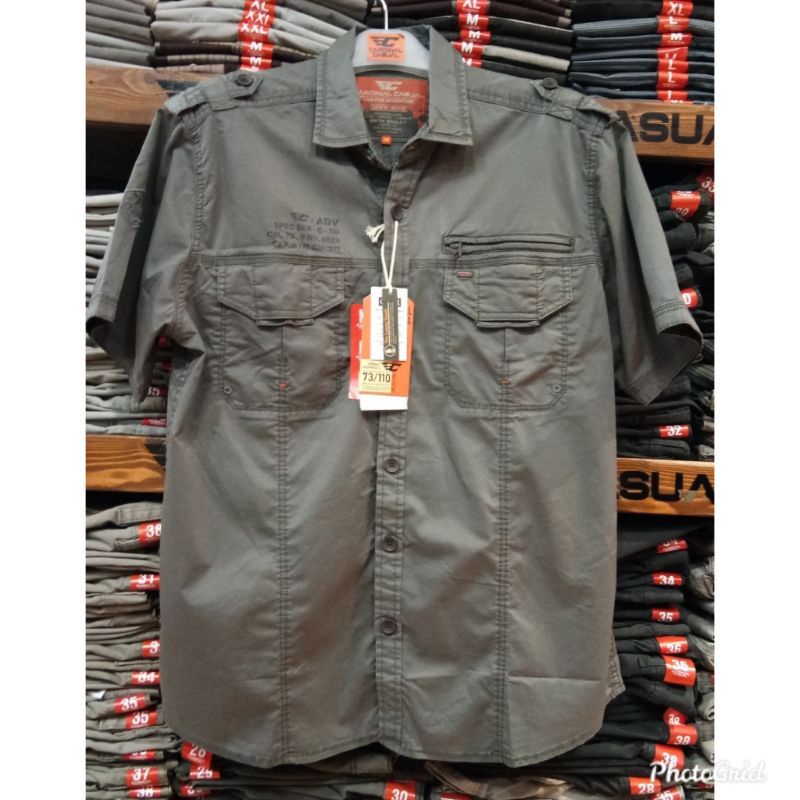 Kemeja Cardinal Casual Original Mens EAKAR01155P04D Kemeja Lengan Pendek Abu Badak