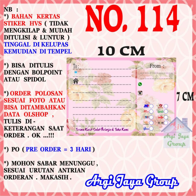 

Stiker HVS - Stiker Pengiriman - Sticker Alamat Olshop Murah Nomer 114-10x7cm