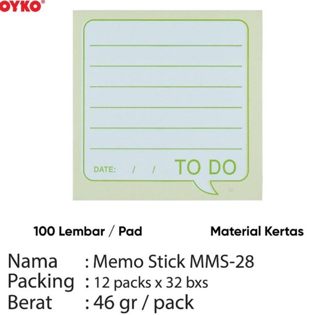 

Memo Pelekat MMS-28 Stick Notes / Sticky Note / Index & Mark / Penanda Pembatas MMS 28 joyko