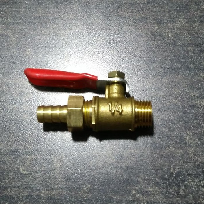 Kran Angin Kuningan 1/4" / Keran Kompresor drat luar 1/4 x selang 1/4 SRNew243