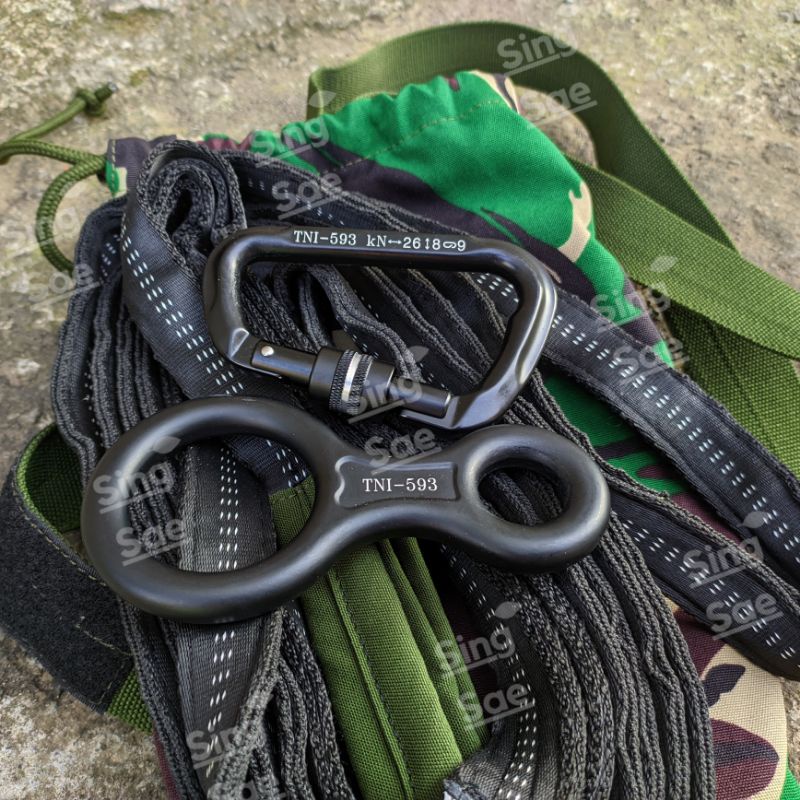 Tali Webing webbing Jatah TNI Carabiner Figur TNI/Carabiner Delta Screw Figure eight/harness webbing/petzl/Tali climbing