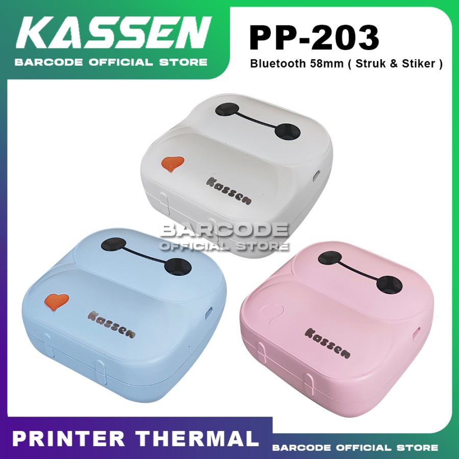PRINTER THERMAL KASSEN PP-203 Bluetooth Cetak Stiker Struk Thermal 58