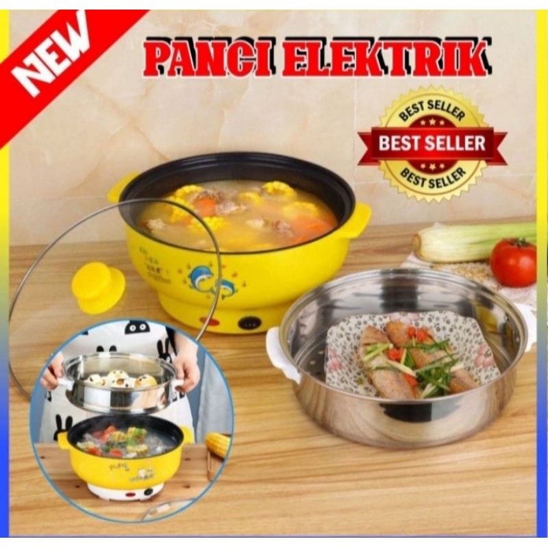 Panci Listrik Portable Fry Pan Steam Pot Panci Electric Portable 100328-Kuning