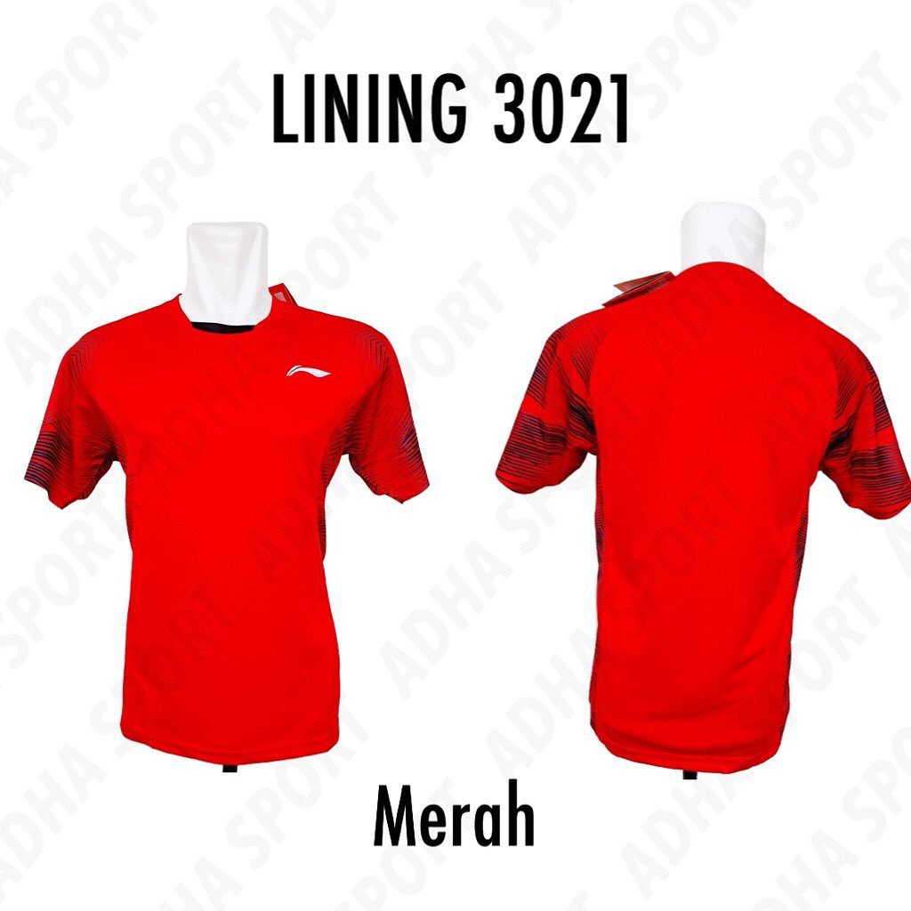 CLEAR SALE  Kaos Badminton Lining 3021 / L3021 Merah Bulutangkis Store Surabaya Adha Sport