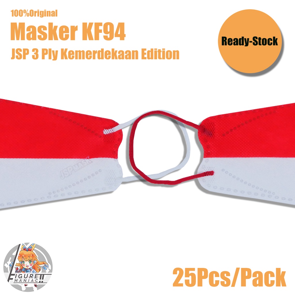 Masker KF94 JSP Kemerdekaan Edition Merah Putih 3 Ply isi 25 Pcs