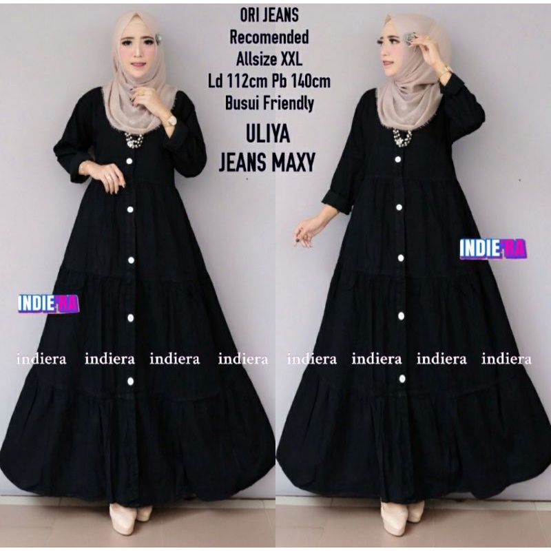 GAMIS JEANS TERBARU 2022 UNTUK WANITA MUSLIMAH DEWASA  BAJU MAXY  KEKINIAN  MODIS DAN TERPOPULER DEN