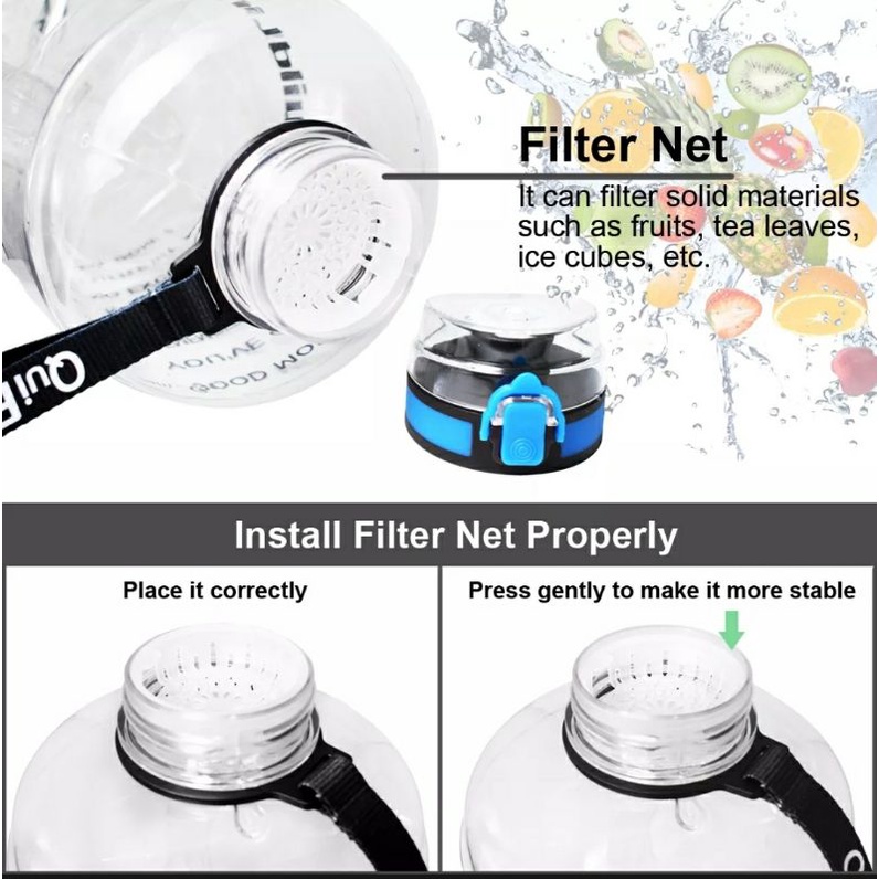 QUIFIT Botol air minum 2 Liter 73Oz QuiFit Original BPA FREE | botol minum motivasi 2 Liter 73Oz | b
