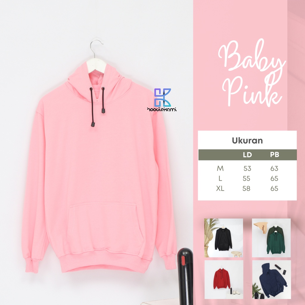 Hoodiekami Sweater Hoodie Polos Pria Wanita Baby Pink