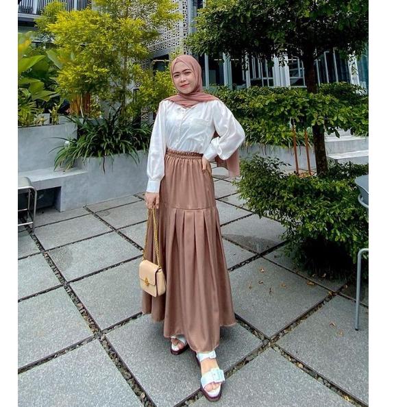 Prioritas--(bisa cod) ROK REMPEL| ROK PANJANG WANITA | ROK BAWAHAN WANITA MODEL PAYUNG POLOS