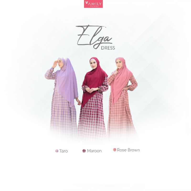 ELGA DRESS - Dress kotak kotak kayun premium by Amily Hijab