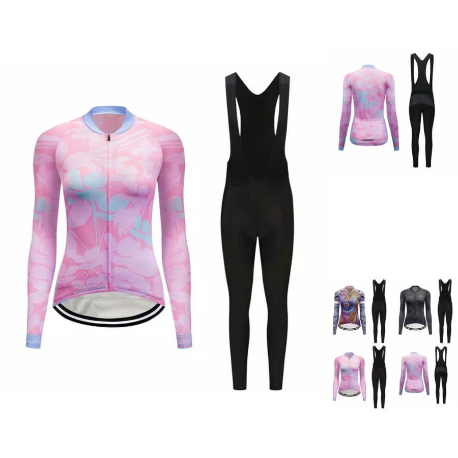 CYCLING SET JERSEY SEPEDA BIB LENGAN CELANA PANJANG WOMAN WANITA BAJU - BLOSSOM