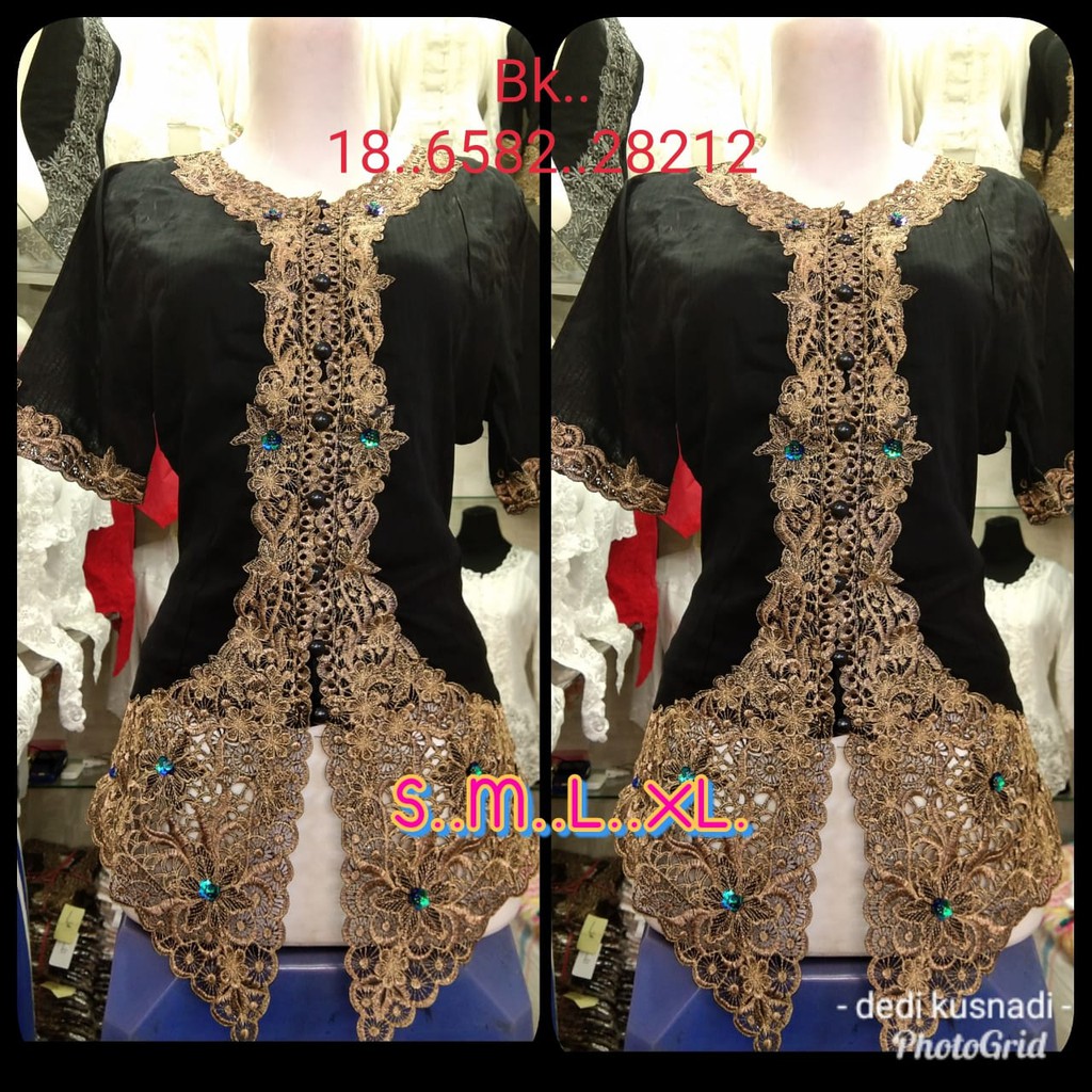 KEBAYA ENCIM HITAM LENGAN PENDEK