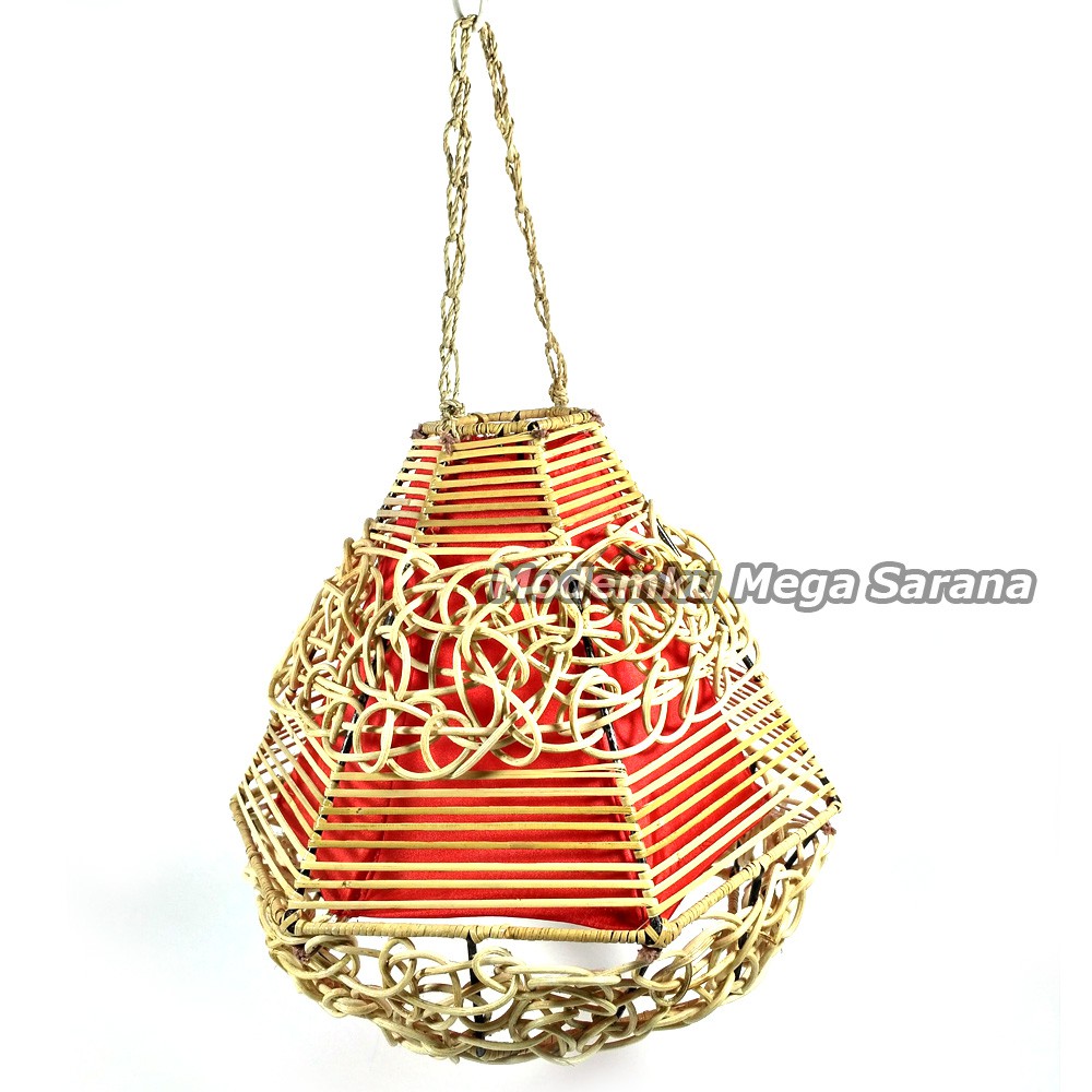 Kap Lampu Bambu Rotan Ruwet - KP003