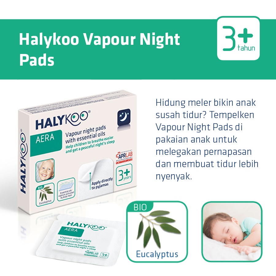 HALYKOO Vapour Night Pads With Essential Oil 3 Years Old+ 5PCS