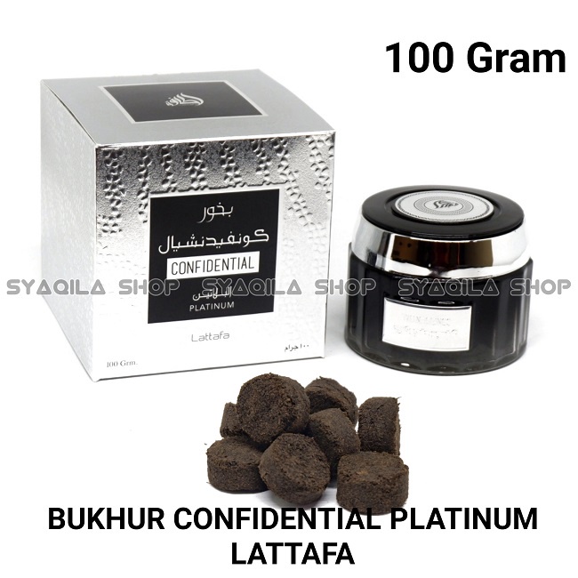 Bukhur Confidential Platinum Lattafa Bukhor Confiden Buhur Konfiden Bakhoor Menyan Arab Dupa Pewangi Aromaterapi Impor Dubai100 Gram