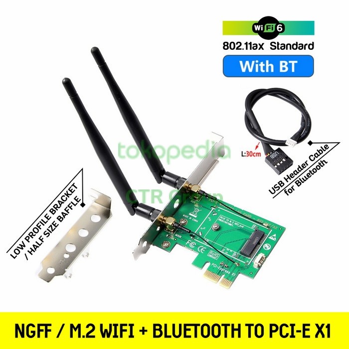 M.2 NGFF to PCI-E Converter Card WiFi Card Gigabit + Bluetooth Adapter