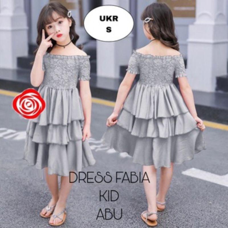 DRESS KIDS FABIA/DRESS ANAK PEREMPUAN/DRESS FASHION ANAK / BAJU ANAK / Dress Polos Anak Perempuan / Dress moscrepe  Anak Polos Junior Simple