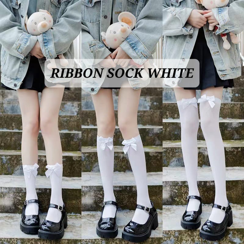 RIBBON SOCK KAOS KAKI ANAK REMAJA ALA KOREA FASHION IMPORT KPOP HIP HOP KAOS KAKI PANJANG