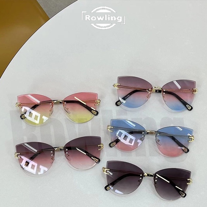 Rowling(ka-196)Kacamata  Hitam Terbaru Wanita No Frame Titanium  Style Cat Eye Kacamata Fashion Murah/Kacamata Sunglasses Import Wanita Kacamata Fashion