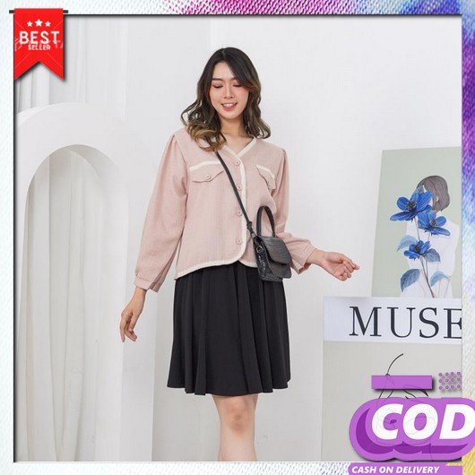 Airin Blus Atasan Wanita Transfaran Korean Style Blouse Cewe Kekinian Blous Cewe Murah Modern Sifon 