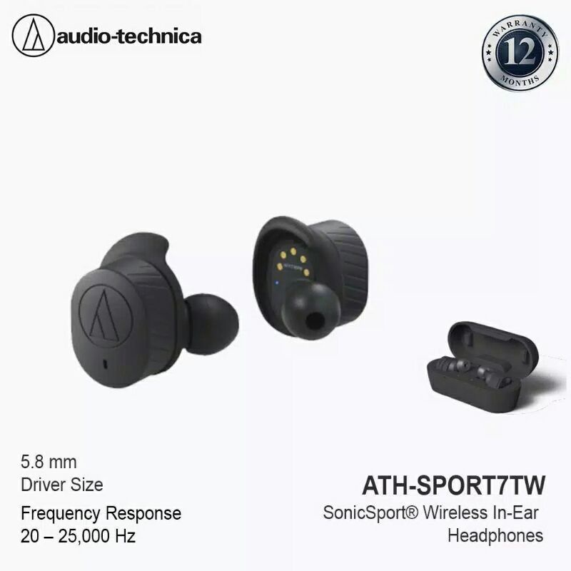 Audio Technica ATH SPORT7TW Headset Bluetooth Sport Original