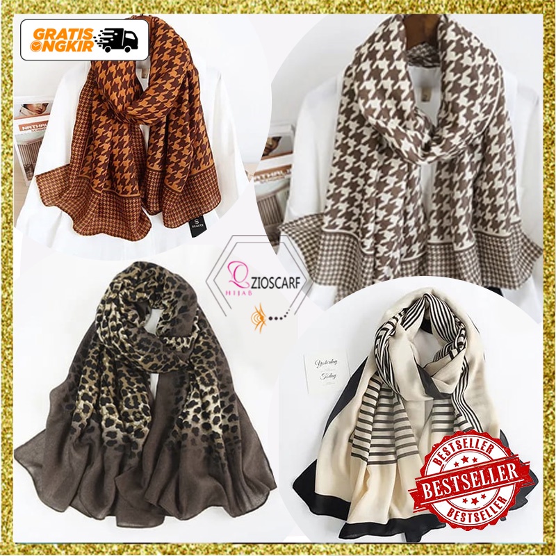 PASHMINA MOTIF LEOPARD RANTAI PREMIUM P533 HIGH QUALITY IMPORT ZIOSCARF syal kantor