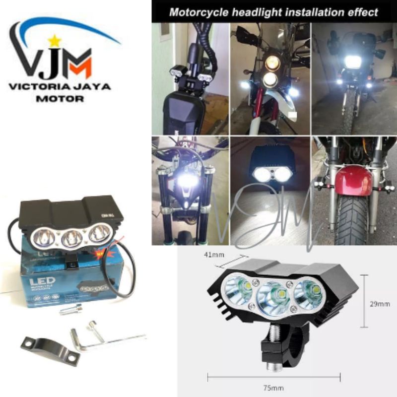 LAMPU LED 3 MATA OWL STROBO PUTIH HIGH QUALITY 12-36 V