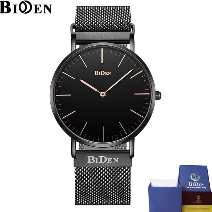 jam tangan Biden pria wanita fashion elegant bisnis sport quartz - Hitam