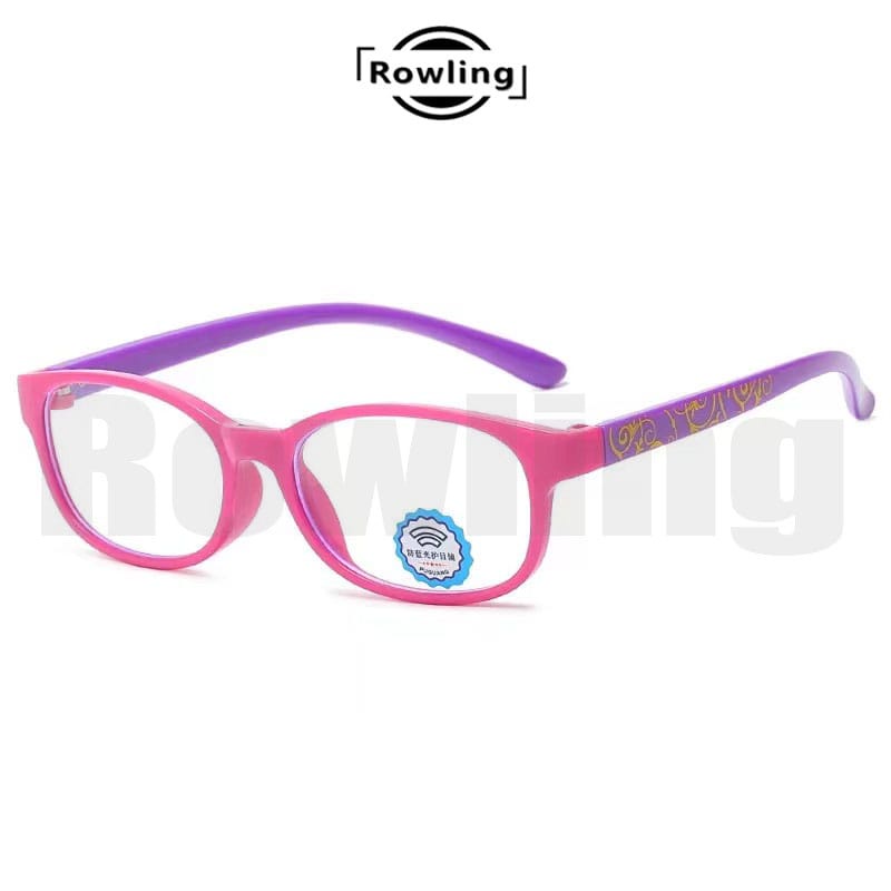 (Rowling)Kacamata Anak NewTrend/Fashion Anak Unisex Terbaru anti radiasi  Blue Light High Quality Import-Ka-92 Pink/ungu