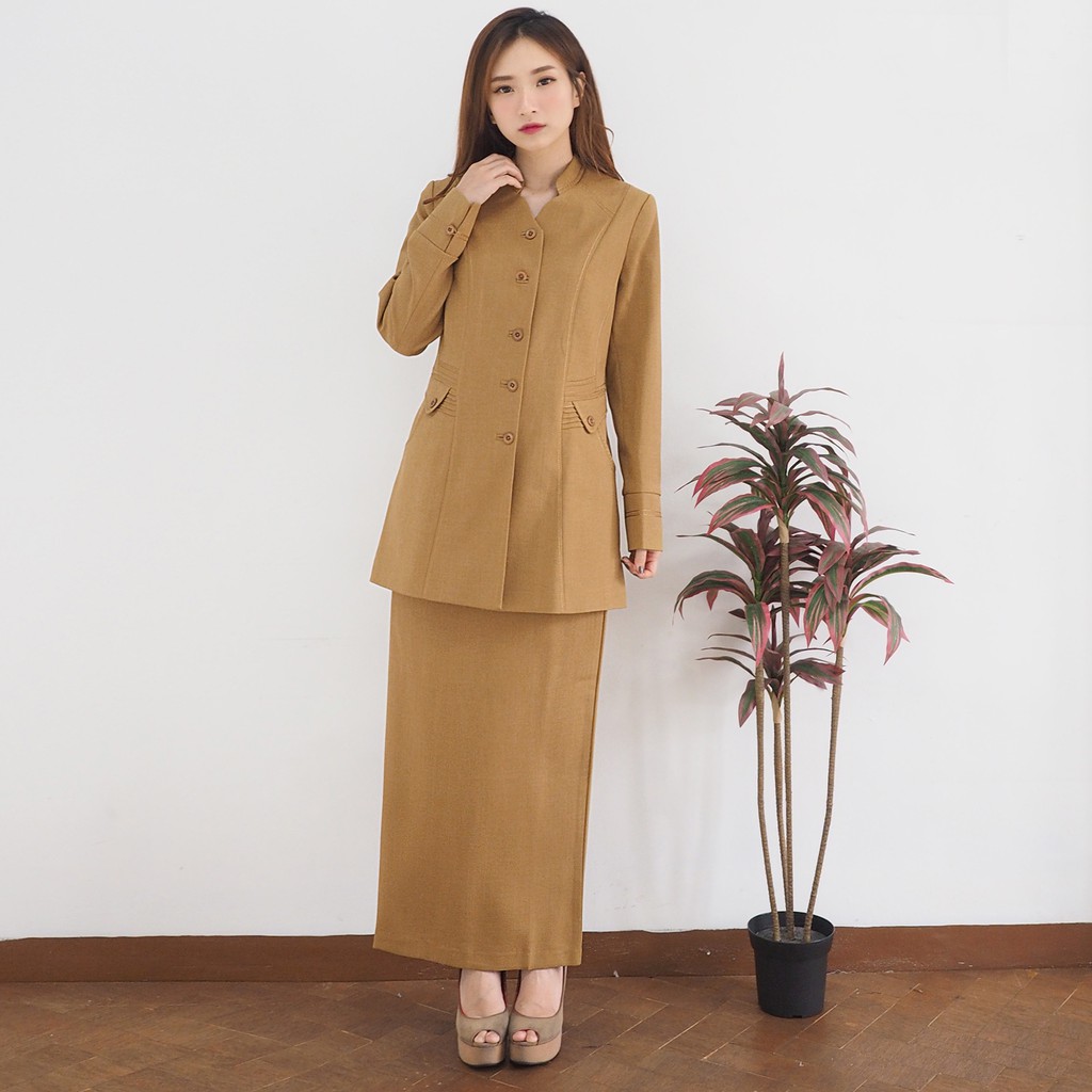 BLAZER WANITA B&amp;V / Seragam PNS / Baju PDH PNS Wanita / Baju Dinas Pemda Wanita / Baju Khaki PNS Wanita / Seragam ASN Wanita / Baju Guru Wanita - 7003 JUMBO Pemda Aceh / Coklat Tua Gelap