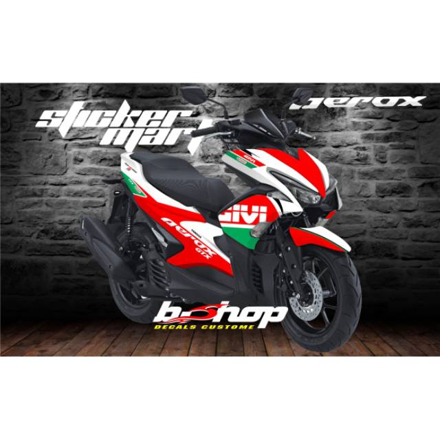 Decal Aerox 155 vva motif variasi merah putih